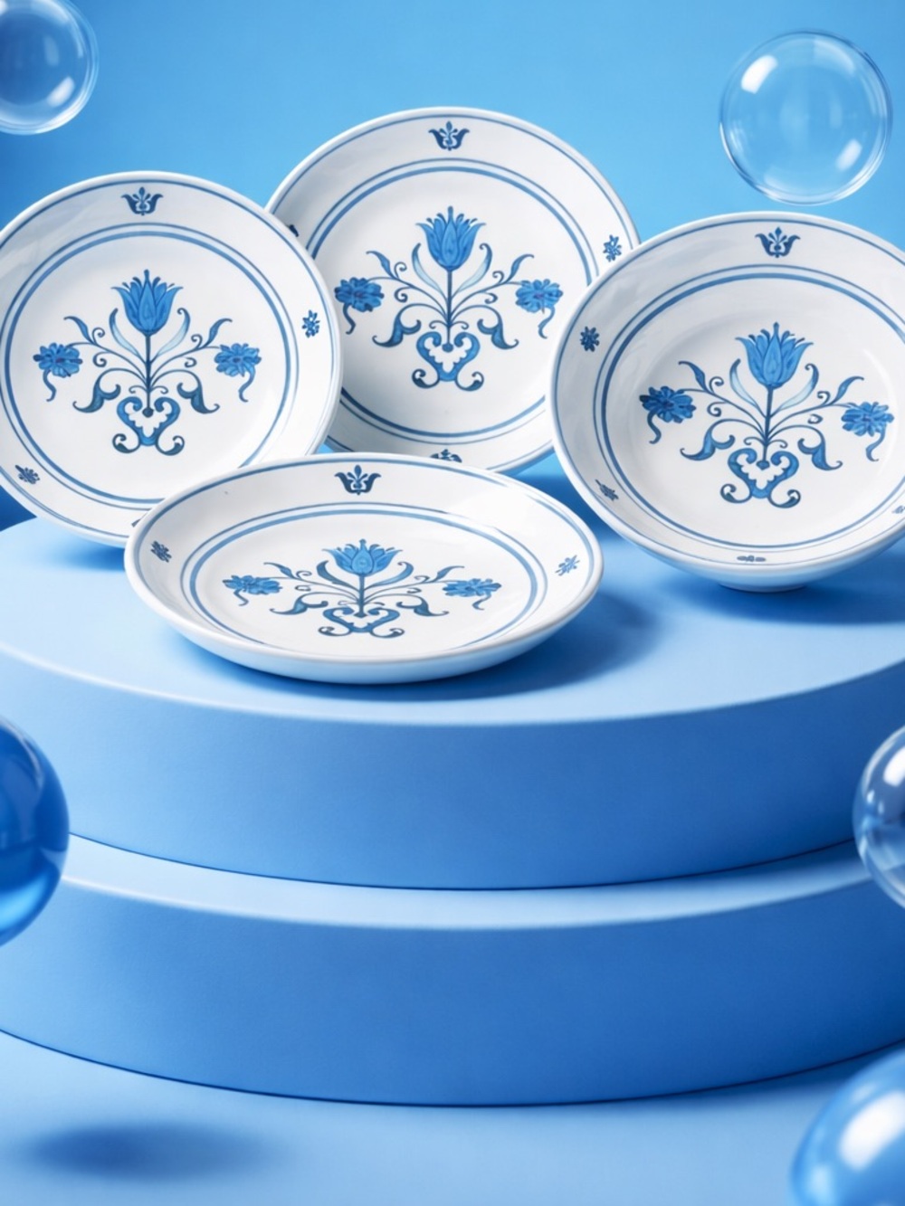 Noritake Progression China Blue Haven Japan 4 Bread Plates & 1 Soup Bowl Set Lot